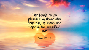 The LORD takes pleasure in those who fear him, in those who hope in his steadfast love. Psalm 147 v 11