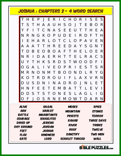 Bible Word Search - Joshua : Chapters 2 - 4