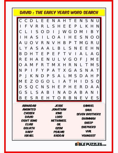 Bible Word Search - David : The Early Years