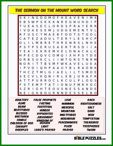Bible Word Search - The Sermon on the Mount