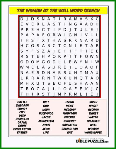 Bible Word Search - The Woman at the Well