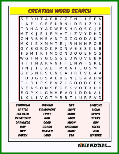 Bible Word Search - Creation