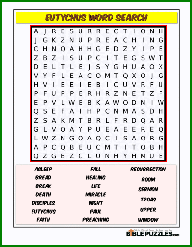 Bible Word Search - Eutychus