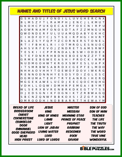 Bible Word Search - Names and Titles of Jesus
