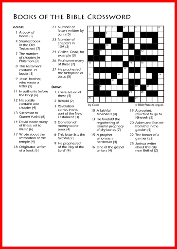 Bible Crossword Puzzle Books Of The Bible Biblepuzzles Com