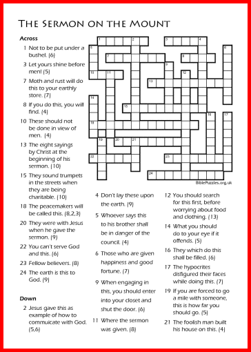 bible crossword puzzle the sermon on the mount biblepuzzlescom