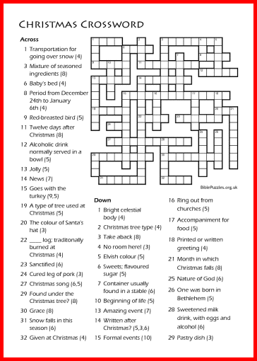 Religious Christmas Crossword Puzzles For Kids