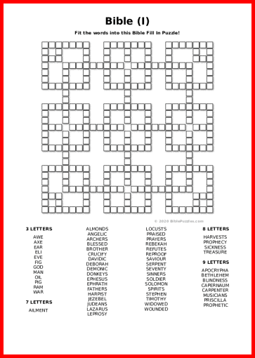 Bible (I) Fill In Bible Puzzle - Printable