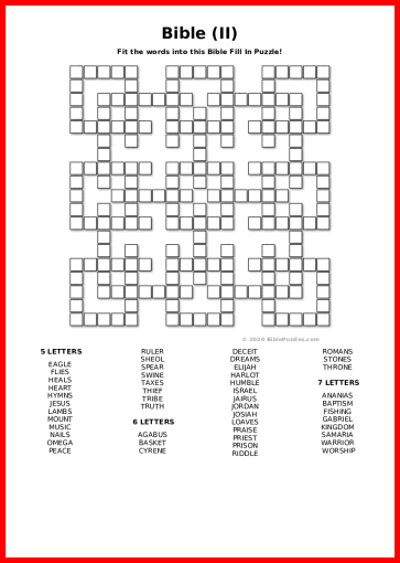 Bible (II) Fill In Bible Puzzle - Printable