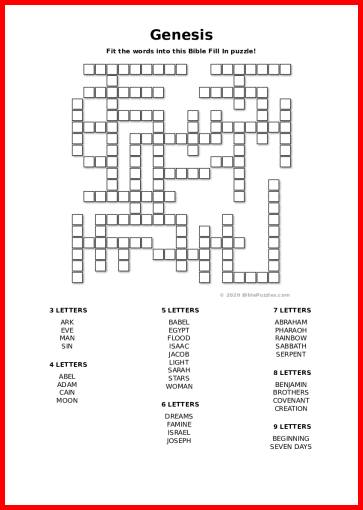 Genesis Fill In Bible Puzzle - Printable
