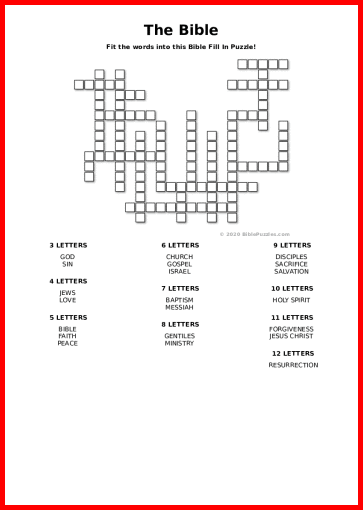The Bible Fill In Bible Puzzle - Printable