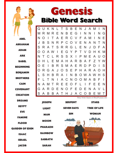 genesis bible wordsearch puzzle biblepuzzles com