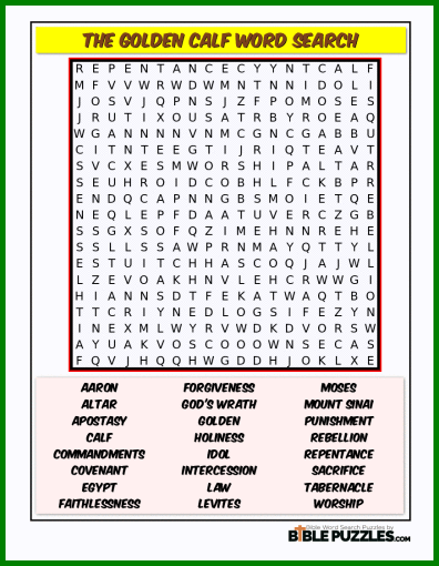 Bible Word Search - The Golden Calf