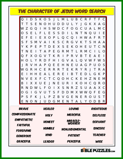 Bible Word Search - The Character of Jesus