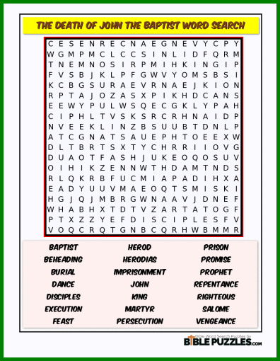 Bible Word Search - The Death of John the Baptist