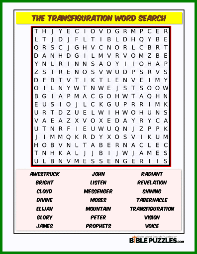 Bible Word Search - The Transfiguration