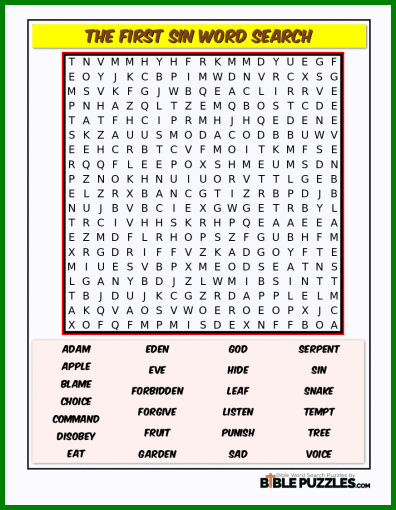 Bible Word Search - The First Sin