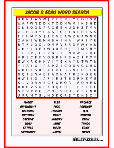 Bible Word Search - Jacob & Esau