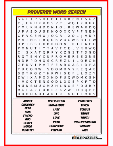 Bible Word Search - Proverbs