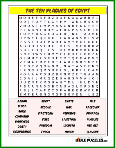 Bible Word Search - The Ten Plagues of Egypt