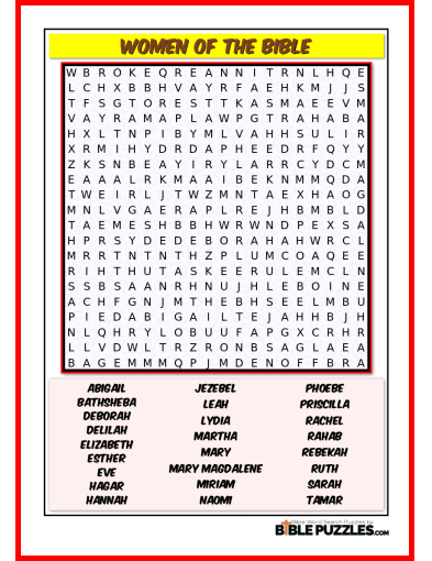 Bible Word Search - Women of the Bible