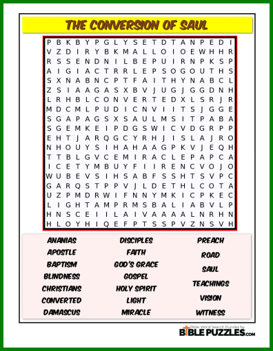 Bible Word Search - The Conversion of Saul