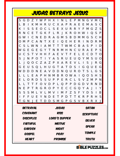 Bible Word Search - Judas Betrays Jesus