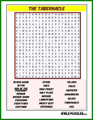 Bible Word Search - The Tabernacle