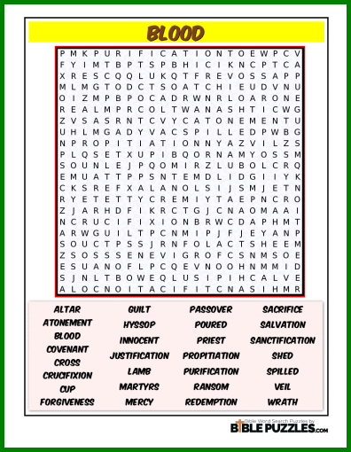 Bible Word Search - Blood