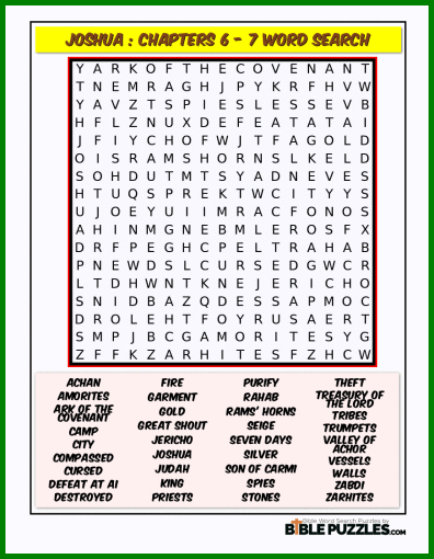 Bible Word Search - Joshua : Chapters 6 - 7
