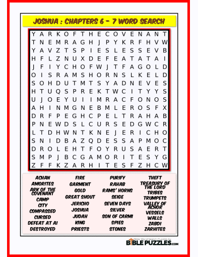Bible Word Search - Joshua : Chapters 6 - 7