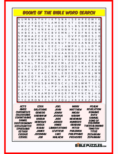 Bible Word Search - Books of the Bible