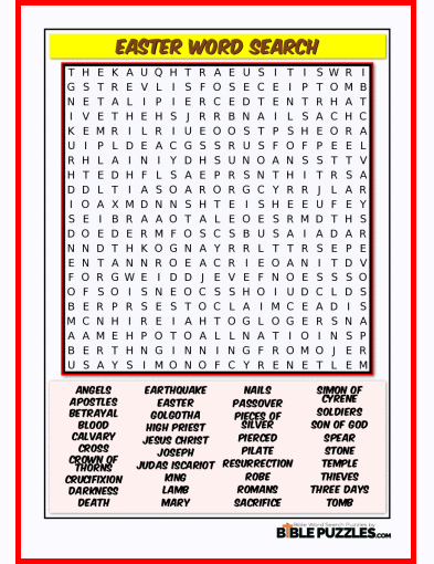 Free Printable Bible Easter Word Search Templates Printable