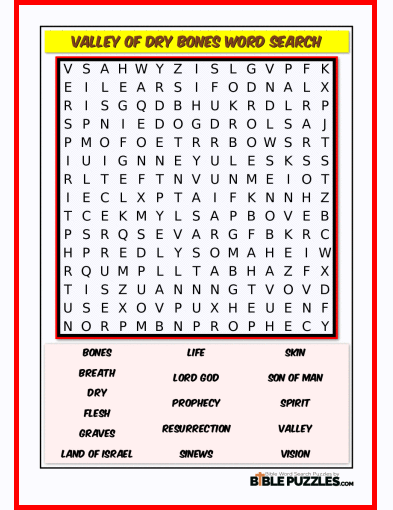 Bible Word Search - Valley of Dry Bones