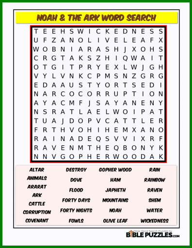 Bible Word Search - Noah & the Ark