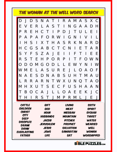 Bible Word Search - The Woman at the Well