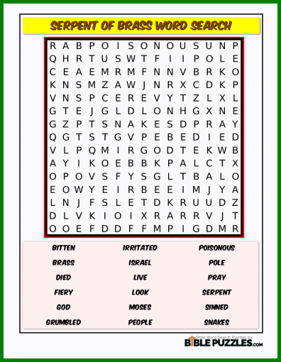 Bible Word Search - Serpent of Brass