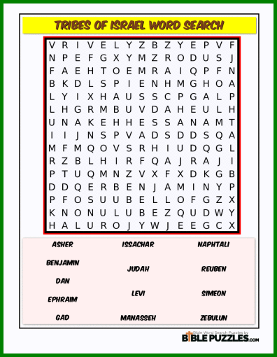 Bible Word Search - Tribes of Israel