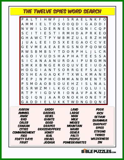 Bible Word Search - The Twelve Spies