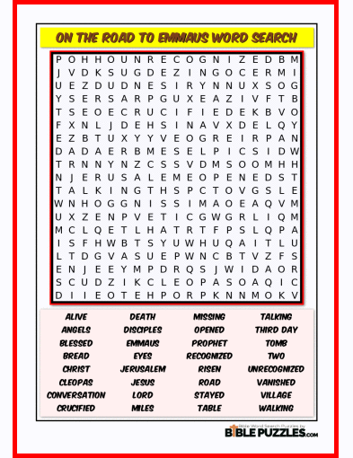 Bible Word Search - On the Road to Emmaus