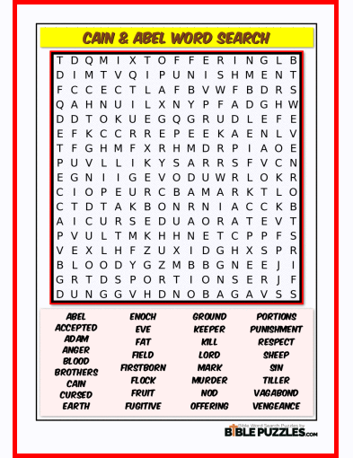 Bible Word Search - Cain & Abel