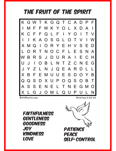 the fruit of the spirit bible wordsearch puzzle