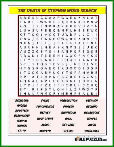 Bible Word Search - The Death of Stephen
