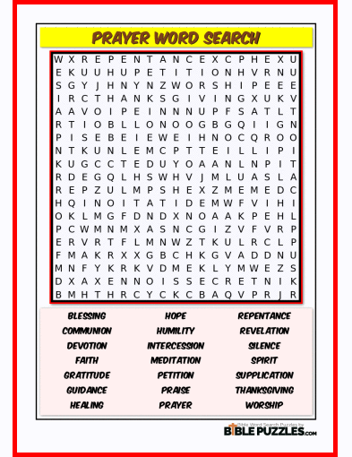 Bible Word Search - Prayer