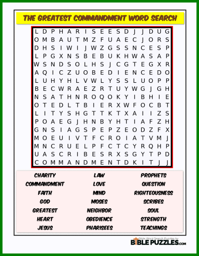 Bible Word Search - The Greatest Commandment