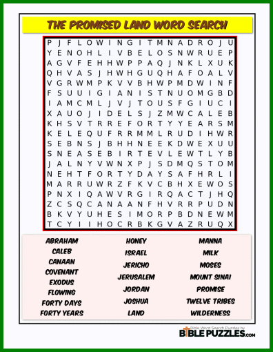 Bible Word Search - The Promised Land