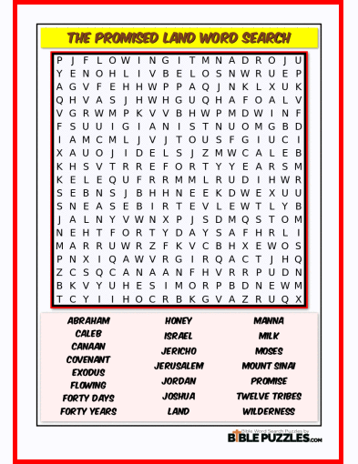 Bible Word Search - The Promised Land