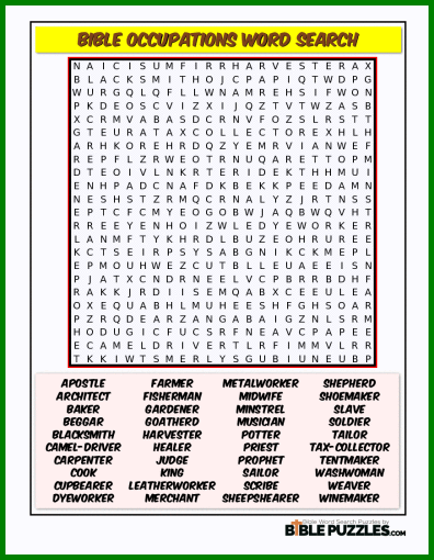 Bible Word Search - Bible Occupations